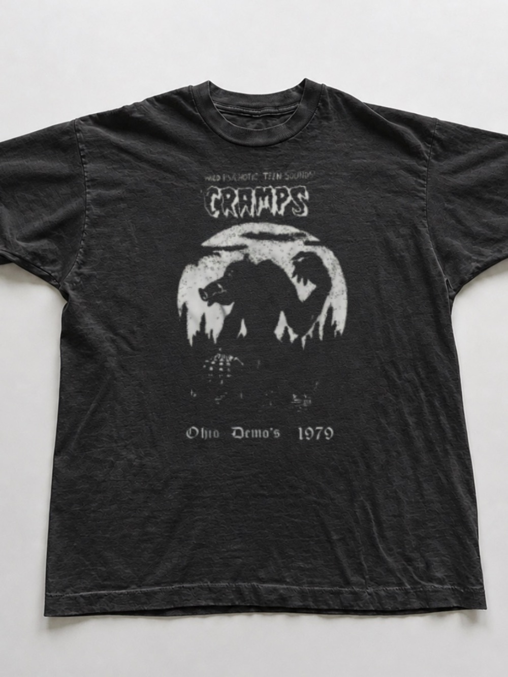 Black Graphic Cramps Ohio Demos 1979 Tee